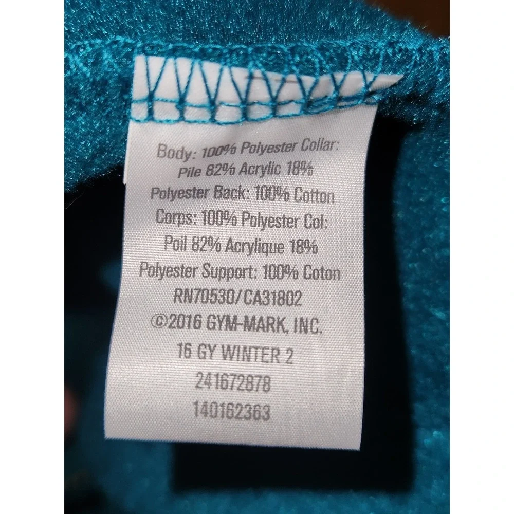 Gymboree Girls Blue Green Zip Faux Fur Collar Fleece Jacket Coat‎ Large 10-12